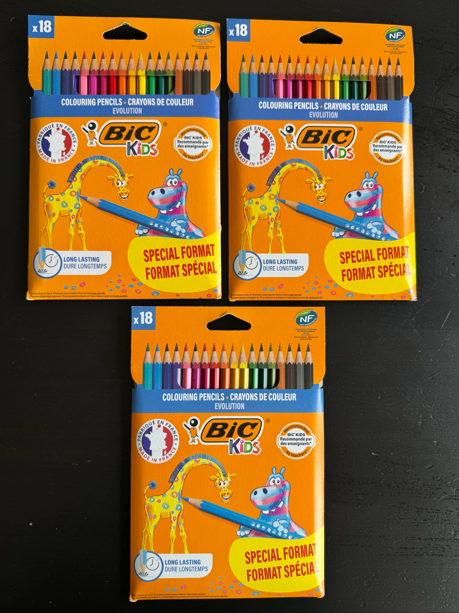 3 packs crayons de couleur bic